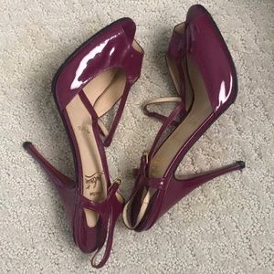 Christian louboutin magenta open toe heels